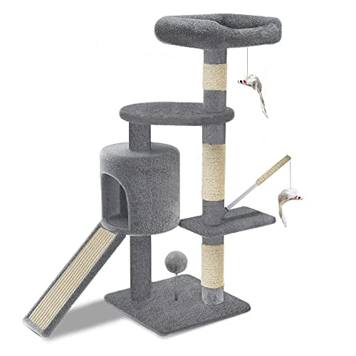Oferta limitada: VOUNOT® Árbol Rascador para Gatos con Plataformas y Refugios, 112cm, Gris de 39.99 € a 39.99 € (ahorro 0.00%)