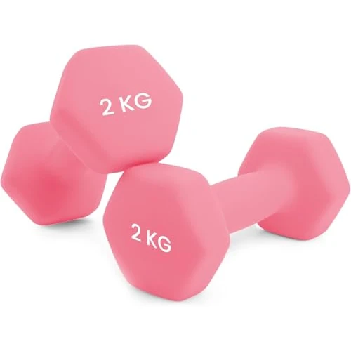 Offerta a tempo: unycos - Set di 2 Manubri Antiscivolo in Neoprene, Coppia di Pesi Esagonale da 2 kg per Uomini/Donne, Nucleo in Ghisa, Allenamento della Forza, Fitness, Palestra in Casa (Rosa) - 5% da 16.70 € a 15.90 €