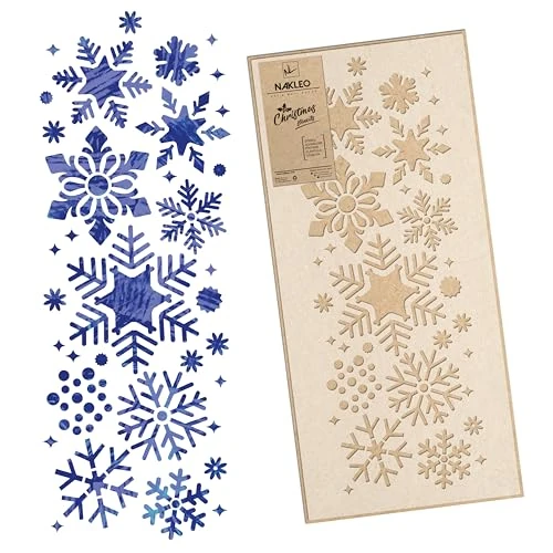 Oferta limitada: NAKLEO Plantillas de Borde de Navidad para Pintar 21x45cm, Copo de Nieve Patrón, Stencil Navideñas Plástico y Reutilizable para Spray de Nieve y Dibujar, DIY Decoración Ventana Puerta Pared Madera de 19.70 EUR a 11.90 EUR (ahorro 40%)