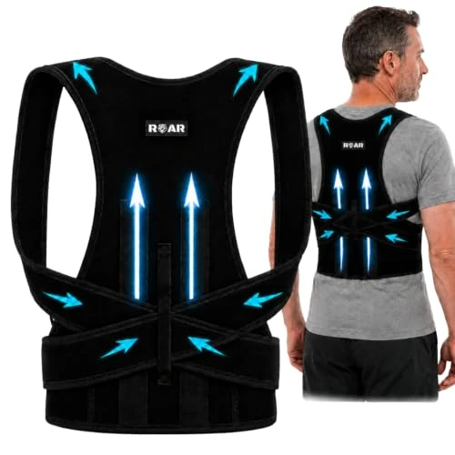 Offerta a tempo: Roar® Busto correttore posturale uomo donna – Fascia posturale spalle e schiena – Raddrizza schiena e spalle – Dispositivo postura corretta traspirante regolabile - 0.00% da 23.90 € a 23.90 €