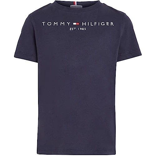 Tommy Hilfiger T-Shirt Manches Courtes Enfant Unisexe Essential Tee Col Ras-du-Cou, Bleu (Twilight Navy), 4 Ans