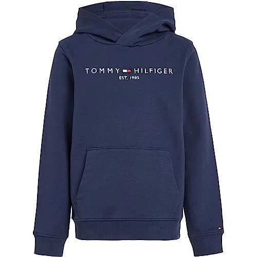 Tommy Hilfiger Kids’ Unisex Essential Hoodie, Blue (Twilight Navy), 14 Years