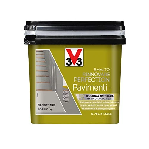 V33 Smalto Rinnovare Perfection Pavimenti Grigio Titanio Satinato 0,75 L
