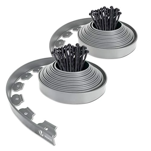 Oferta limitada: VOUNOT® Borde Jardín, Césped Borde, Flexible de Plástico, Longitud 20 m, Altura 5 cm, con 60 Clavijas, Gris de 59.99 EUR a 55.28 EUR (ahorro 8%)