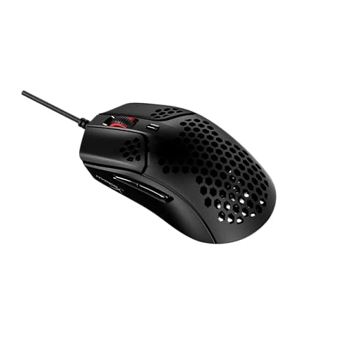 HyperX Pulsefire Haste – Souris de jeu – Ultralégère, 59 g, Coque en nid d'abeille, Design Hex, Cordon HyperFlex, jusqu'à 16 000 DPI, 6 boutons programmables