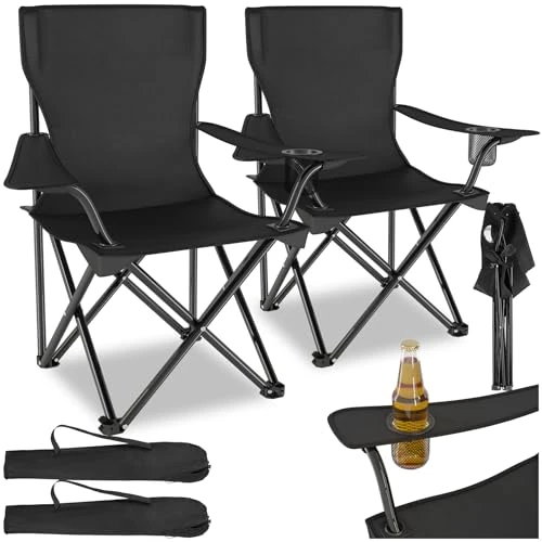 Offre limitée : tectake® Chaises de Camping Pliables, Lot de 2, Chaise de Plage 80 x 48 x 84,5 cm, Fauteuil Pliable Ultra léger, Porte-Boisson et Sac de Transport, Rembourrage en Mousse, Pique-Nique, Camping, Plage de 41.90 € à 41.90 € (0.00% de remise)