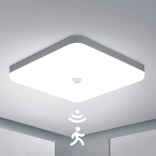 Offre limitée : Combuh Plafonnier Led Detecteur de Mouvement Interieur, 30W Lampe Plafond Carre 25 cm, Blanc Froid 6500K, IP56 Étanchéité, Luminaire Capteur Mouvement pour Couloir Garage Debarras de 29.99 € à 19.99 € (33% de remise)