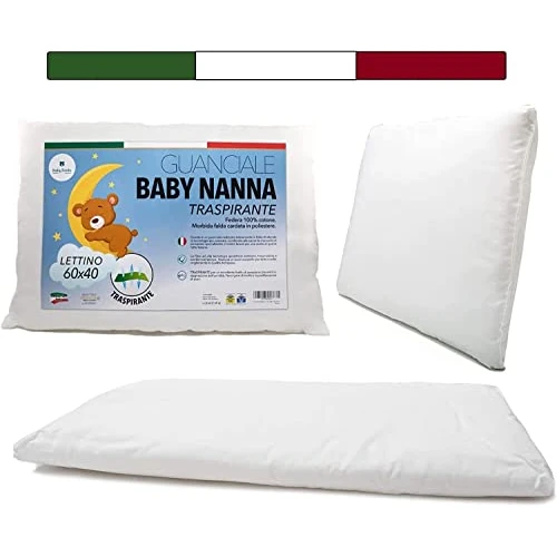 Toddler Pillow (100% Made in Italy and Oeko-TEX®) - Kids Pillow 40x60 Breathable, Anti-mite with 100% Cotton Pillowcase - Baby Pillow 1, 2, 3 Years