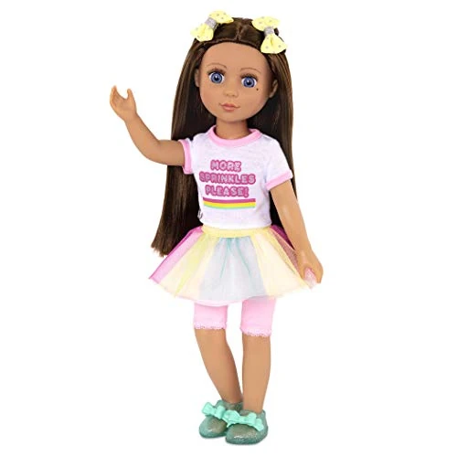 Glitter Girls - Kika - Kika, bambola di moda in posa da 14 pollici - Capelli castani e occhi azzurri - Tenue de mode pour la crème glacée - Giocattoli, vestiti e accessori per bambini 3 anni +