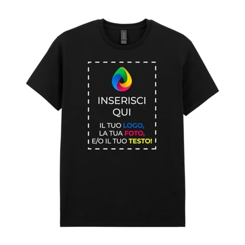 Offerta a tempo: Teetaly Maglietta Personalizzata con Foto o Scritta - T-Shirt Uomo in Cotone Organico, Idea Regalo (Nero, L) - 0.00% da 17.99 € a 17.99 €