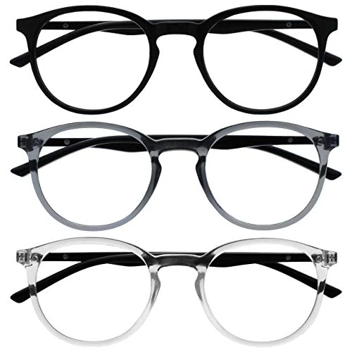 Limited offer: OPULIZE MET Blue Light Blocking Reading Glasses for Women Men, Slim Round Frame with Scratch Resistant and Spring Hinges, Computer Glasses with Anti-Reflective, Black,Grey,Clear +3.5 (Pack of 3) from 17.99 USD to 17.99 USD (save 0%)