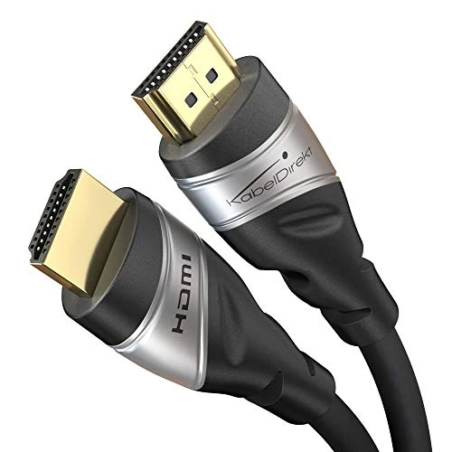 KabelDirekt – Cavo HDMI 10K & 8K, HDMI 2.1 b – Certificato, sviluppato in Germania – 3 m (Cavo 2.1 Ultra High Speed, per PC e console come PS5 e XBO, monitor e TV – nero/argento)