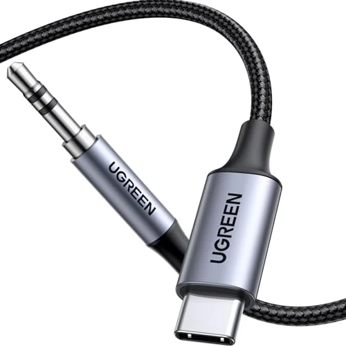 Offerta a tempo: UGREEN Cavo USB C a Jack 3.5mm con DAC Chip 1M Aux Type C a 3.5mm Nylon Intrecciato per Auto Compatibile con iPhone 17 Pro Max Air Galaxy S25 Ultra Pixel 9 XL iPad (Grigio) - 29% da 12.98 € a 9.25 €