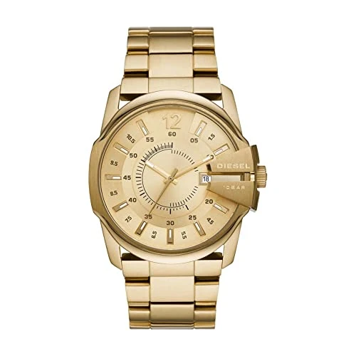 Diesel Master Chief Goudkleurig Roestvrijstalen Horloge met Drie Wijzers