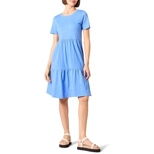 Zeitlich begrenztes Angebot: Amazon Essentials Damen Kurzärmliges, gestuftes Kleid mit Rundhalsausschnitt, Blau, XL von 25.90 € auf 18.80 € (27% Rabatt)