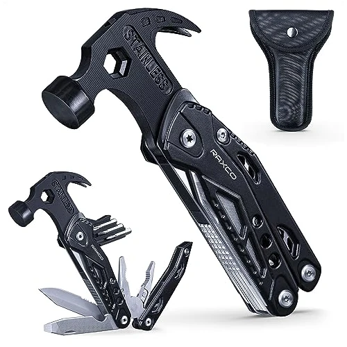 Offerta a tempo: RAXCO Martello Multifunzione, 15 in 1 Martello Multiuso Utensile Multiuso Tascabile con Cacciavite in Acciaio Inossidabile - 47% da 29.99 € a 15.99 €