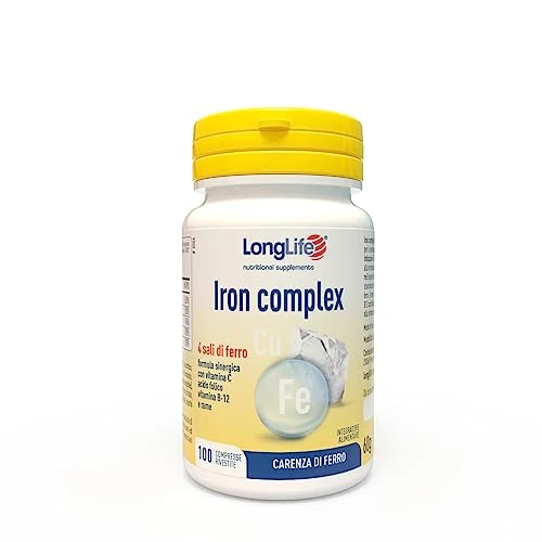 Offerta a tempo: LongLife® Iron Complex | 4 sali di ferro ad alta biodisponibilità | Con vitamina C e B12, acido folico e rame | Oltre 3 mesi di trattamento | Ricarica e riduzione stanchezza | Vegan e senza glutine - 19% da 20.79 € a 16.92 €