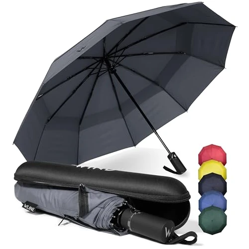 WLine Wind Mini Folding Umbrella - Automatic Opening and Closing, Anti UV Teflon Fabric, Ultra Strong Structure, Case, 104 cm Diameter