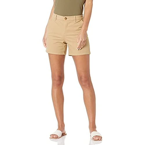 Offerta a tempo: Amazon Essentials Pantaloncini Cachi a Vita Media Vestibilità Aderente, Interno Gamba 12,7cm (Disponibili con Taglio Dritto e Curvy) Donna, Marrone Kaki, 48 - 0.00% da 18.10 € a 18.10 €