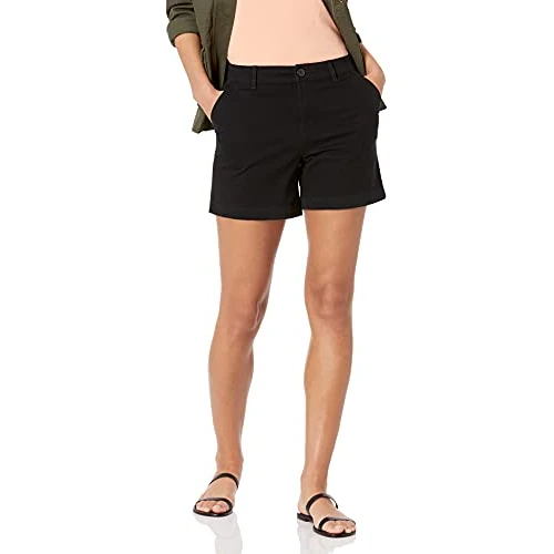 Offerta a tempo: Amazon Essentials Pantaloncini Cachi a Vita Media vestibilità Aderente, Interno Gamba 12,7cm (Disponibili con Taglio Dritto e Curvy) Donna, Nero, 52 - 0.00% da 17.50 € a 17.50 €