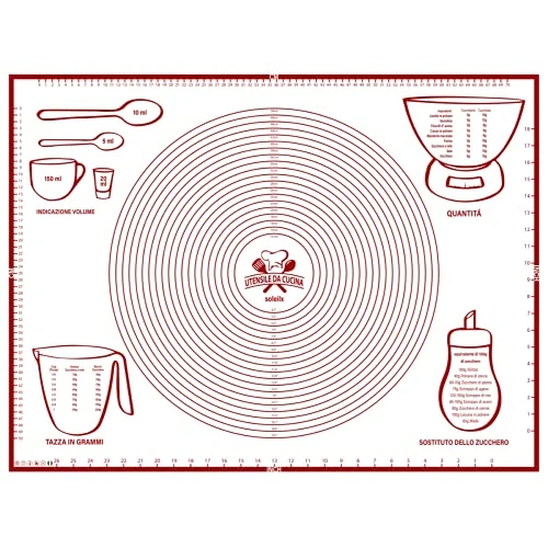 soleilx Bakmat voor kneden, 80 x 60 cm, silicone, herbruikbaar, anti-aanbaklaag, hittebestendig, tapijt voor zelfgemaakte pasta, banketbakkerijen