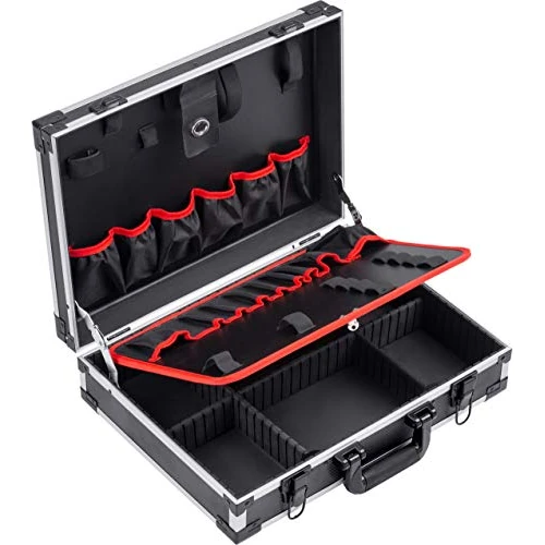 Tijdelijke aanbieding: Meister Gereedschapskoffer leeg - 460 x 320 x 140 mm - individuele vakverdeling - 15 gereedschapstassen - met elastieken - 15 kg draagkracht - stabiele aluminium koffer/gereedschapskist/organizer van 39.99 € naar 39.99 € (0.00% kort