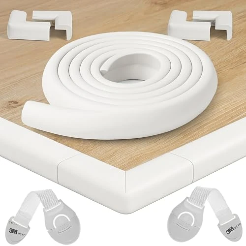 Zeitlich begrenztes Angebot: HAPPY CHLEA® Kantenschutz Baby und 4 Eckenschutz aus Schaumstoff. Tischkantenschutz und Eckenschützer: 2,4 M gesamt für Tisch und Möbel Ecken. 2 Schubladensicherung. Zertifikat (Weiß) von 9.99 € auf 9.99 € (0.00% Rabatt)
