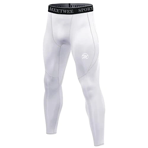 MEETWEE Mens Compression Leggings, Running Tights Cool Dry Base Layer Bottom Sports Pants for Workout Training Jogging