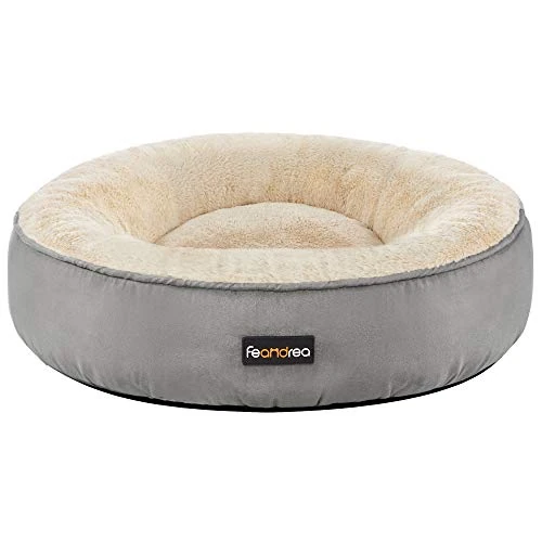 Limited offer: FEANDREA Dog Bed, Doughnut Cat Bed, Round, 50 cm Dia., Light Grey from 17.93 EUR to 17.21 EUR (save 4%)