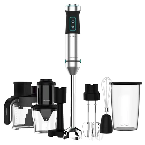 Cecotec Power TitanBlack 1500 XL TotalMix Hand Blender. 1500 W, 4-Sheet Black Titanium Coated Blades, XL Foot, Splash Proof Bell, Progressive Speed Selector
