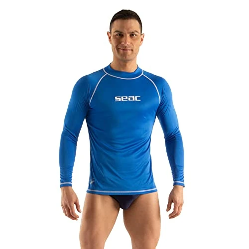 Offerta a tempo: SEAC T-Sun Long Man, Maglia Protettiva Rash Guard per Snorkeling e Nuoto Anti UV, Blu, XXXXL - 39% da 36.95 € a 22.49 €