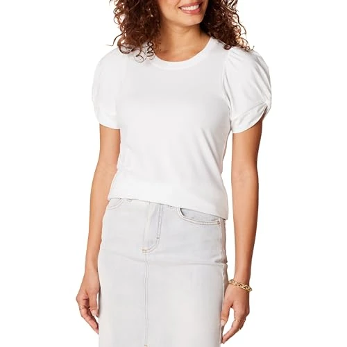 Offerta a tempo: Amazon Essentials T-shirt girocollo da donna, vestibilità classica, con maniche intrecciate, bianca, L - 5% da 10.97 € a 10.42 €