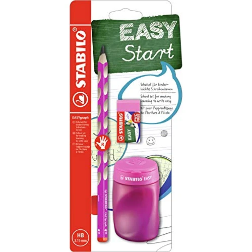 Offerta a tempo: Stabilo EASYgraph - School Set - Rosa - per Destrimani - con Gomma + Temperino — 39% da 12,99 € a 7,89 €
