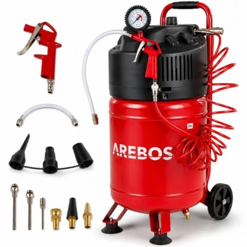 Offerta a tempo: Arebos Compressore ad aria compressa 1500W | 30l | incluso set da 13 pezzi | senza olio | 240 L/min | doppio attacco Euro | 10bar| Capacità: 50 l, 30 l o 6 l (30 litri) - 0.00% da 153.90 € a 153.90 €