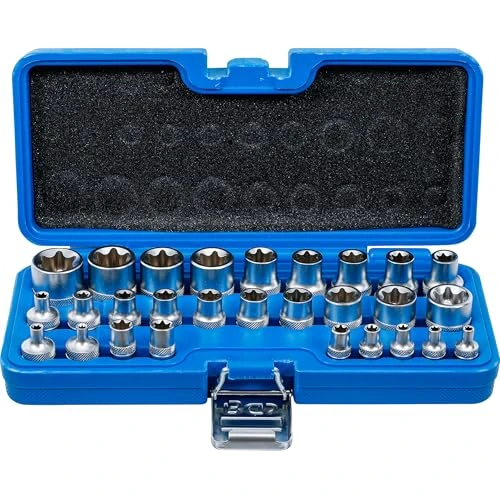 Limited-time offer: BGS 70099 | Socket Set, E-Type | 6.3 mm (1/4") / 12.5 mm (1/2") Drive | E4 - E24 | 28 pcs. from 19.19 GBP to 19.19 GBP (save 0%)