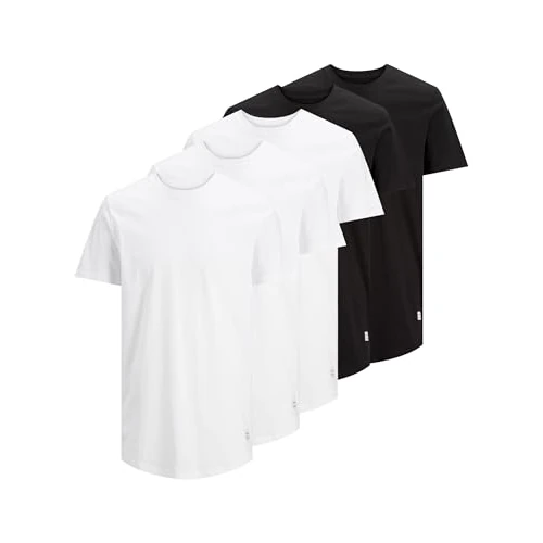 Limited-time offer: Jack & Jones Men’s Cotton T-Shirt – 5-Pack (3 White, 2 Black) Classic Short Sleeve Crew Neck – Soft & Breathable Jersey Fabric with Curved Hem – Long Line Fit Tees – Ideal for Everyday Wear (Size-2XL) from 55.00 GBP to 35.00 GBP (save 36%)