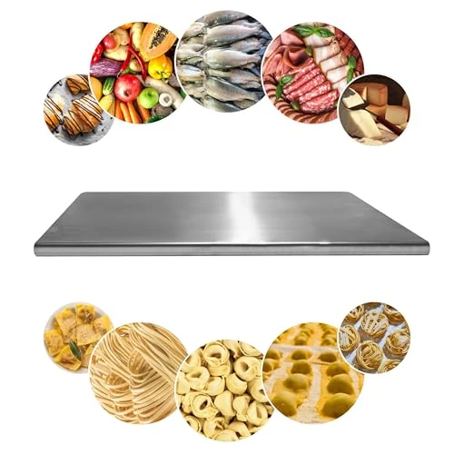 Offerta a tempo: PRM Acciai Tagliere Acciaio Inox - Tagliere da Cucina e Spianatoia Acciaio Inox per Impastare Pizza, Pane, Pasta Sfoglia, Cioccolato e Dolci 400x500 Con Piega Frontale 20mm. No Alzatina Paraschizzi. - 0.00% da 37.99 € a 37.99 €