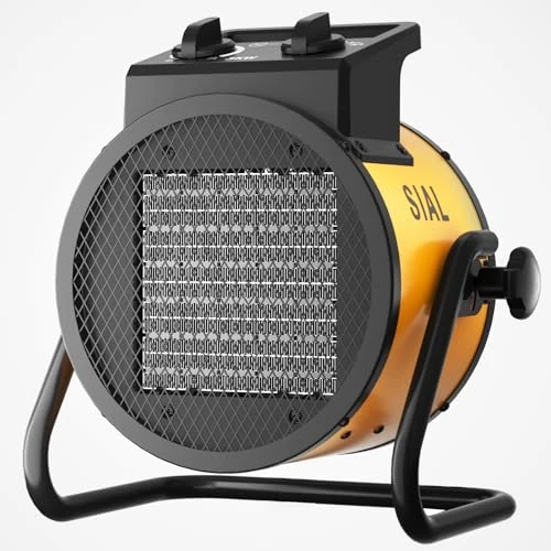 SIAL 2000 W Heizlüfter - Elektroheizer - Keramik Heizstrahler - Bauheizer Bautrockner - Heizgerät mit Überhitzungsschutz - Für Baustellen, Häuser, Werkstätten, Garagen - P2 - Gelb