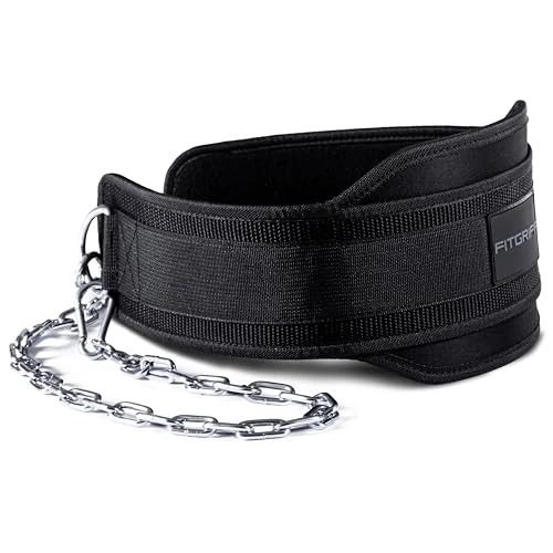 Tijdelijke aanbieding: Fitgriff Dip riem met ketting + 2 karabijnhaken, dipriem voor bodybuilding, krachttraining, gewichtheffen, gewichtsriem (zwart, eenheidsmaat) van 30.31 € naar 30.31 € (0.00% korting)