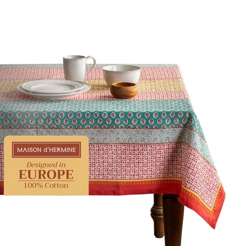 Offre limitee: Maison d' Hermine Provence Nappe 100% Coton pour la Cuisine dîner Table décoration de fête Mariage, fête mères Printemps/été (Rectangle, 140cm x 180cm) de 52.99 EUR a 39.74 EUR (economie 25%)