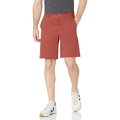 Amazon Essentials Men's Classic Fit 9" (23cm) Pocketed Chino Shorts, Rust, 40W