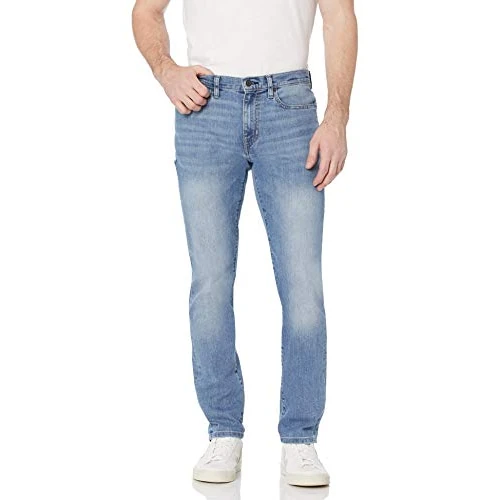 Offerta a tempo: Amazon Essentials Jeans Slim Fit Elasticizzati - Colori Fuori Produzione Uomo, delavé Chiaro, 42W / 29L - 29% da 24.90 € a 17.58 €