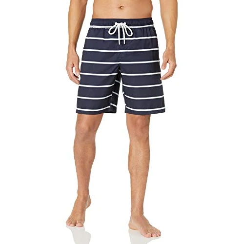 Limited-time offer: Amazon Essentials Men's 9" Quick-Dry Swim Trunk, Navy Stripe, X-Small from 15.90 GBP to 15.90 GBP (save 0%)