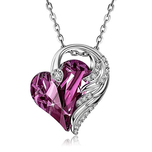 CRYSLOVE Ketting voor dames, platina, hart, halsketting, engelenvleugelhanger, met kristal, sieraden, geschenken voor je vrouw, vriendin, moeder, Kerstmis, Valentijnsdag, jubileum, verjaardag, Zirkonia