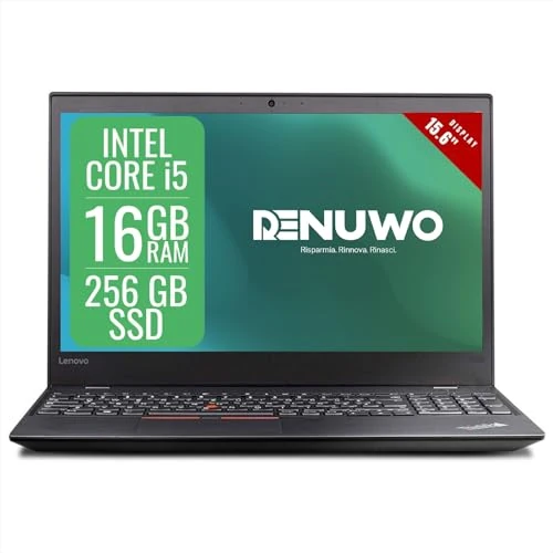 Lenovo Thinkpad Laptop Computer Business, Pc Portatile Notebook Intel i5 7th, Ram 16Gb, SSD 256Gb, Display da 15.6", WiFi, Windows 11 Pro + Libre Office (Ricondizionato)