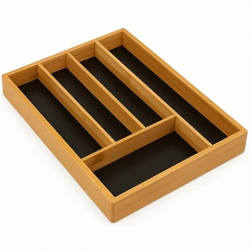 Oferta limitada: VITA PERFETTA Organizador de cubiertos de bambú para cajón de cocina, 5 compartimentos – resistente y duradero y ecológico (34 x 25 x 4 cm) de 29.99 € a 29.99 € (ahorro 0.00%)