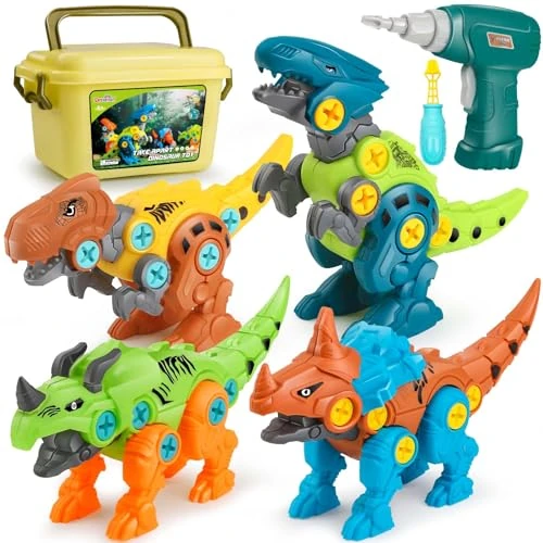 Offerta a tempo: Dreamon Dinosauri Per Bambini 3 4 5 6 7 8 Anni Dinosauro Giocattolo con Scatola Portaoggetti Trapano Elettrico Costruzioni Giocattoli Puzzle Regalo per Ragazzi Ragazze - 5% da 29.99 € a 28.49 €