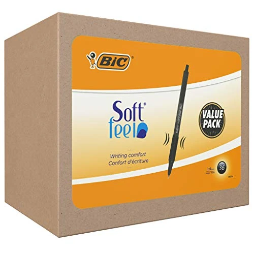 Limited offer: BIC Soft Feel Ballpoint Pens, Medium Point (1.0mm), Every-Day Writing Pens With Black Barrel, Black, Box Of 36 [Amazon Exclusive] from 16.30 EUR to 16.30 EUR (save 0%)