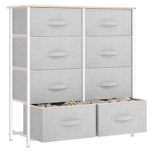Offre limitee: YITAHOME Commode pour Chambre à Coucher, Commode à 8 Tiroirs en Tissu Meuble de Rangement avec Dessus en Bois et Grand Espace de Rangement Chambre à Coucher, Salon, Chambre d'enfant, Gris Clair de 83.99 EUR a 71.98 EUR (economie 14%)