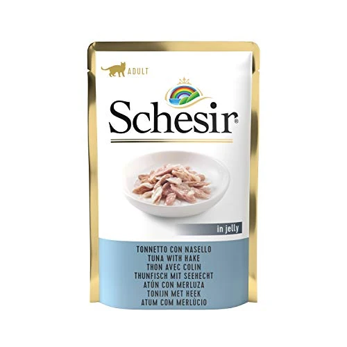 Schesir Cat Jelly Tonijn met Heek, Kattenvoer Nat, 20 zakjes x 85 g